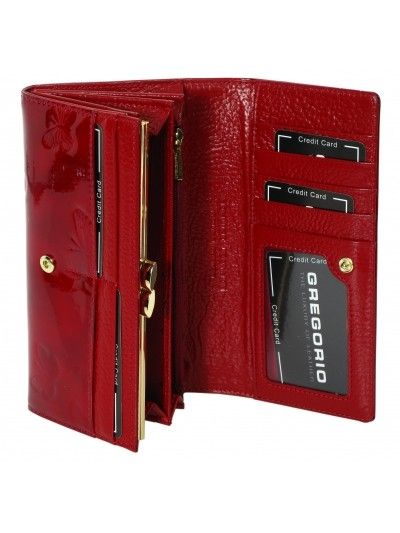 Skórzany portfel damski GREGORIO BT100 czerwony